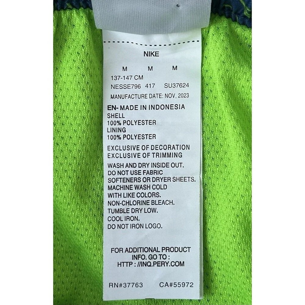 New Without Tags Nike Boys Swim Trunks Size M Blue/Neon Green Graphic Lined